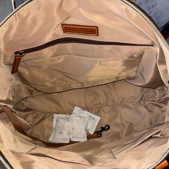 NWT Dooney & Bourke large pocket satchel purse/crossbody blue nylon - Picture 7 of 9